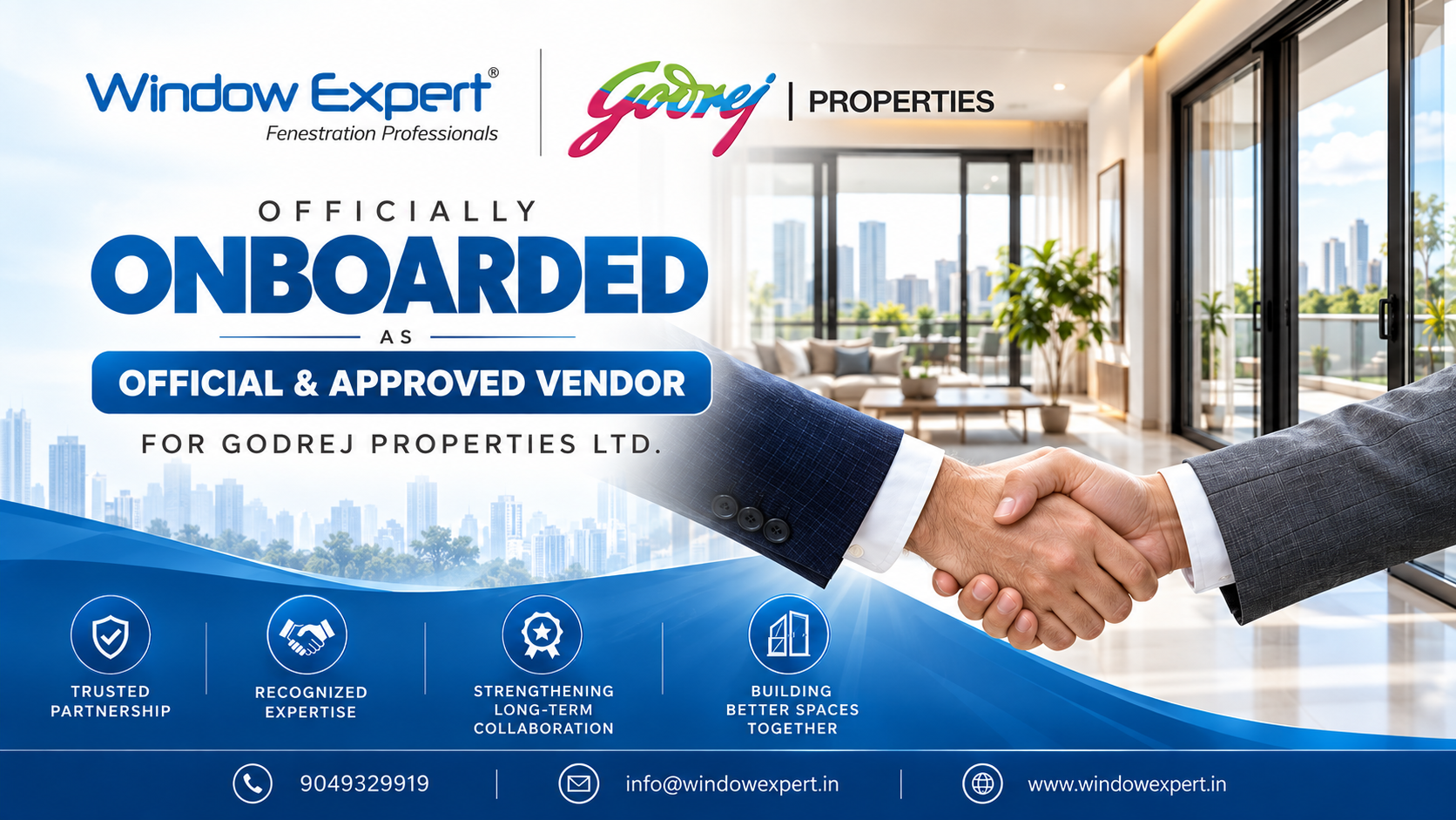 Window Expert Officially Onboarded as an Approved Vendor for Godrej Properties Ltd.: A Milestone in Fenestration Excellence