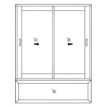 2T + 2G Shutter Sliding + Bottom Fixed Window